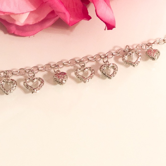 Genuine Silver Heart Charm Bracelet - Picture 8 of 9